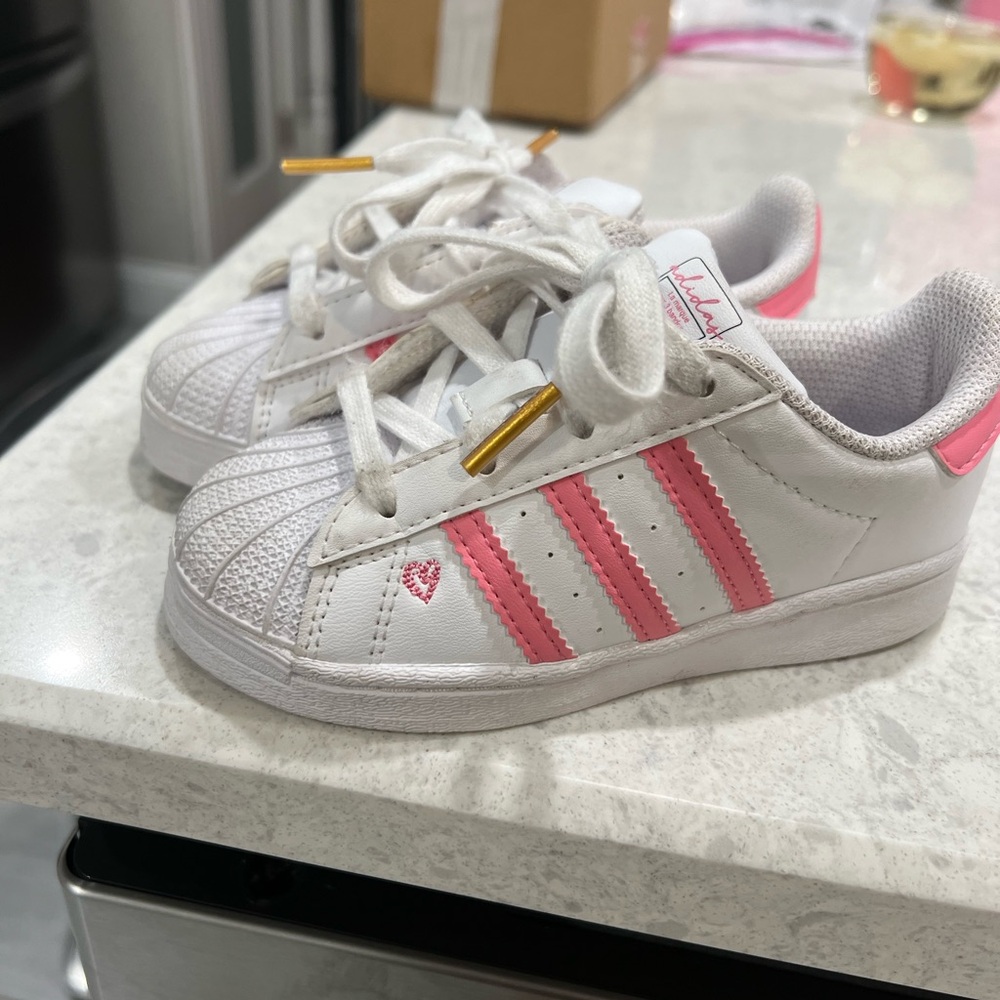 Adidas Stan Smith Toddler Girl Sneakers Size 8K White & Pink